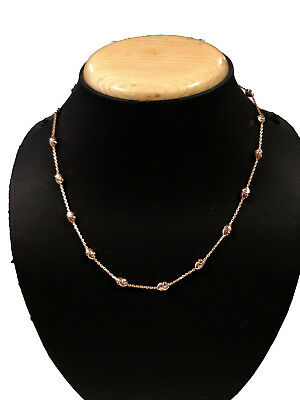 14k Solid Rose Gold Over 925 Silver Rolo Chain 20" Station Necklace for Unisex - atjewels.in