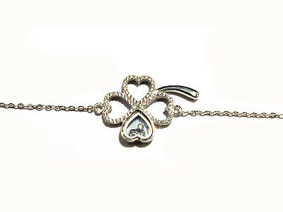 14k White Gold Over 1/2 CT Round Cut Diamond Clover Adjustable 6" Bracelet - atjewels.in