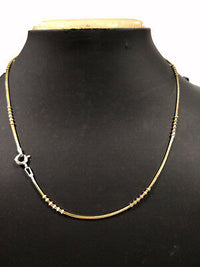 925 Sterling Silver 14k Two-Tone Gold Over Snake Chain 16" Unisex Necklace - atjewels.in