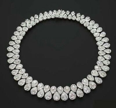 75CT Pear Cut Diamond 14k White Gold Over Engagement Wedding Tennis 16" Necklace - atjewels.in