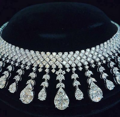 125 CT Pear Round Cut American Diamond White Over Pear Drop Engagement Necklace - atjewels.in