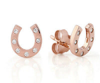 14k Rose Gold Over 925 Silver Round Cut White CZ Horseshoe Stud Earrings - atjewels.in