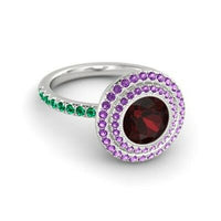 2 CT Round Cut Multi Gemstone Engagement Wedding Womens Ring 14k White Gold Over - atjewels.in