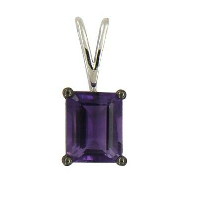 1/4Ct Emerald Cut Amethyst 14K White Gold Over Solitaire Women's Wedding Pendant - atjewels.in