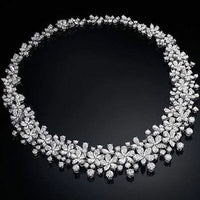 80 CT Multi Cut Diamond 14k White Gold Over Cluster Engagement Collar Necklace - atjewels.in