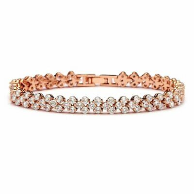15 CT Round Cut Diamond 14k Rose Gold Over Bridal Wedding Tennis 7" Bracelet - atjewels.in