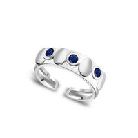 925 Sterling Silver Round Cut Blue Sapphire Adjustable 3-Stone Women's Toe Ring