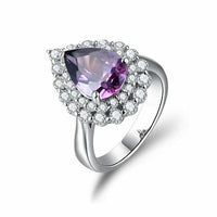 1.5 Ct Pear Cut Amethyst 14k White Gold Over Diamond Solitaire Engagement Ring - atjewels.in