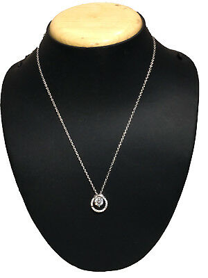 14k White Gold Over Round Cut Diamond Halo Pendant 16" Chain Necklace For Womens - atjewels.in