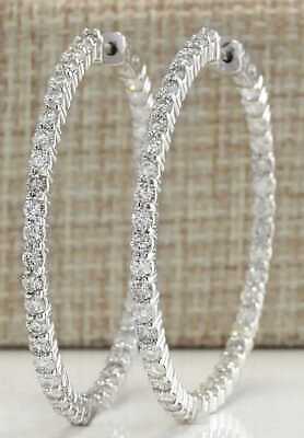 3 CT Brilliant Cut Diamond 14k White Gold Over Party Wear Large Hoop Earrings - atjewels.in