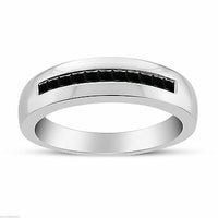 1/2 CT Round Cut Black Diamond 925 Sterling Silver Men's Wedding Engagement Ring