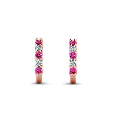 1 Ct Round Cut Sapphire 14k Rose Gold Over Diamond Engagement Stud Earrings - atjewels.in