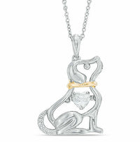 14k Solid Two Tone Gold Over 1/2 CT Heart & Round Cut Diamond Puppy Pendant - atjewels.in