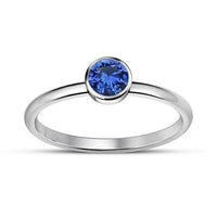 14k White Gold Over Round Cut Blue Sapphire Women's Solitaire Engagement Ring - atjewels.in