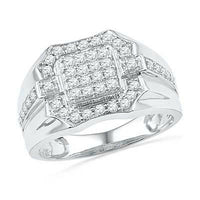 2 CT Round Cut Diamond 14k White Gold Over Engagement Wedding Cluster Mens Ring - atjewels.in