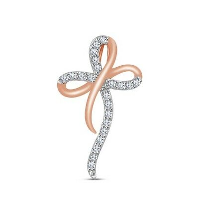 Xmas Special 14K Rose Gold Over 0.25CT Round Cut Diamond Infinity Cross Pendant - atjewels.in