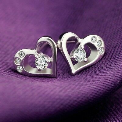 1/4 CT Round Cut Diamond 14k White Gold Over Promise Love Heart Stud Earrings - atjewels.in