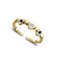 925 Sterling Sliver Round Cut Sapphire Three-Stone Diamond Adjustable Toe Ring