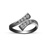 Women's Jewelry 14k Black Gold Over White Diamond Adjustable Bypass Toe Ring - atjewels.in