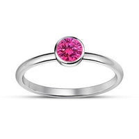 1/2 CT Bezel Round Cut Pink Sapphire 14k White Gold Over Solitaire Womens Ring - atjewels.in