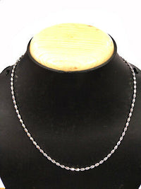 14k White Gold Over 925 Sterling Silver Oval Strand Chain 16" Unisex Necklace - atjewels.in