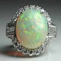 8CT Oval Cut Fire Opal 14k White Gold Over Halo Diamond Cocktail Party Wear Ring - atjewels.in