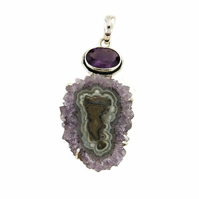 Geniune 16.55 Ct Natural Amethyst Stalactite 925 Sterling Silver Lake Pendant - atjewels.in