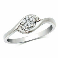 1/2 CT Round Cut Diamond 14k White Gold Over Engagement Cluster Women's Ring - atjewels.in