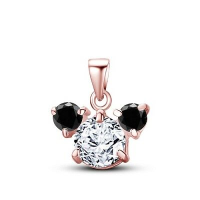 Women's14k Rose Gold Over Round Cut  White & Black Diamond Three Stone Pendant - atjewels.in