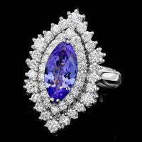 4 CT Marquise Cut Tanzanite 14k White Gold Over Party Wear Diamond Large Ring - atjewels.in