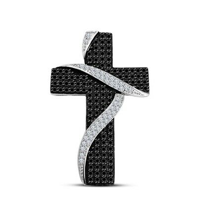 1Ct Round Cut 14K White/Black Gold Over Diamond Cross Engagement Wedding Pendant - atjewels.in
