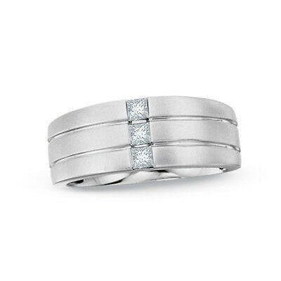 1/2 CT Bezel Set Princess Cut Diamond Three Stone Wedding Men's Band Ring - atjewels.in