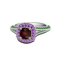 2 CT Cushion Cut Garnet 4k White Gold Over Engagement Disney Princess Ariel Ring - atjewels.in