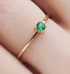 1 CT Round Cut Green Emerald Yellow Gold Over 925 Sterling Sliver Women Engagement Ring