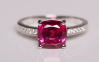 1 CT Cushion Cut Red Ruby Diamond 925 Sterling Silver Women Engagement Ring
