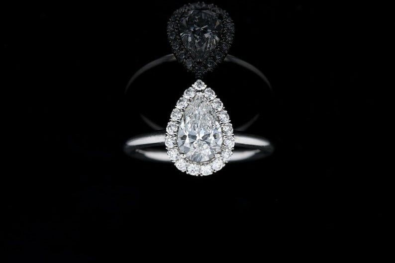 1 CT Pear Cut Diamond 925 Sterling Silver Halo Women Engagement Ring