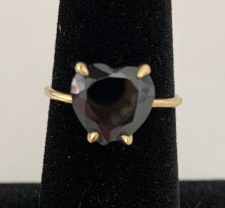2 CT Heart Cut Black Cubic Zirconia Diamond Yellow Gold Over 925 Sterling Silver Unisex Engagement Solitaire Ring