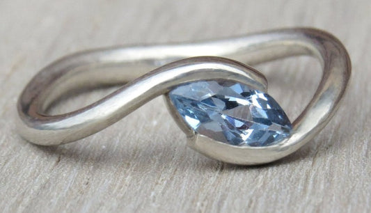 1 CT Marquise Cut Blue Topaz Diamond 925 Sterling Silver Women Engagement Solitaire Ring
