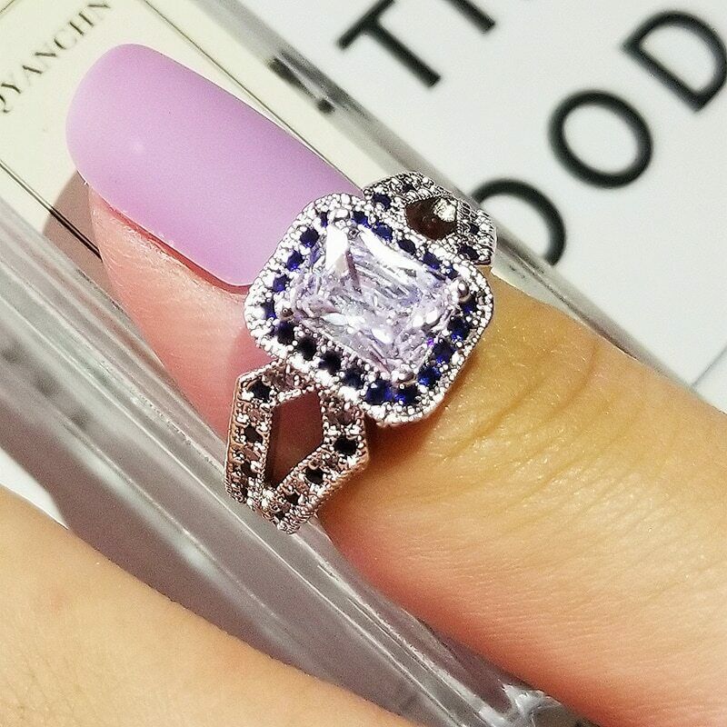 2.75 Ct Radiant Cut Diamond Bridal Wedding Ring White Gold Over On 925 Sterling Silver