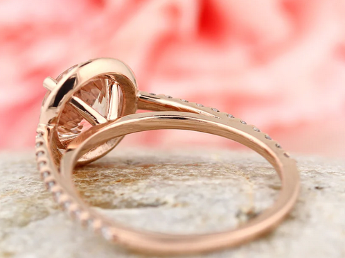 1 CT Round Cut Pink Morganite Rose Gold Over On 925 Sterling Silver Halo Engagement Ring