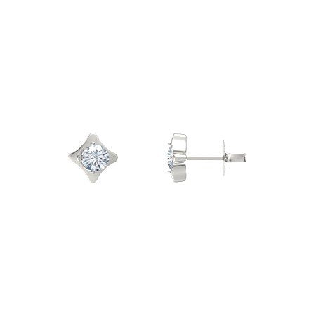 atjewels 14K White Gold Over 925 Sterling Silver Round White CZ Stud Earring For Free Shipping MOTHER'S DAY SPECIAL OFFER - atjewels.in