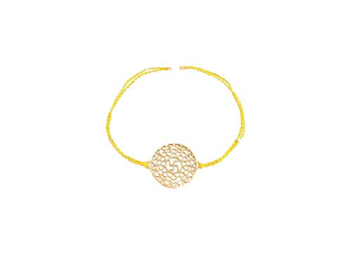 atjewels 14K Yellow Gold Over .925 Sterling Silver Swastik In Round Rakhi MOTHER'S DAY SPECIAL OFFER - atjewels.in