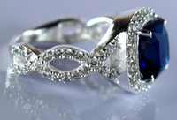 1 CT Cushion Cut Blue Sapphire White Gold Over On 925 Sterling Silver Halo Anniversary Ring