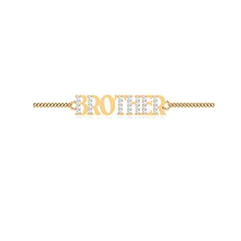 atjewels 14K Yellow Gold Over .925 Sterling Silver Round Cut White Cubic Zirconia BROTHER Rakhi For Raksha Bandhan MOTHER'S DAY SPECIAL OFFER - atjewels.in
