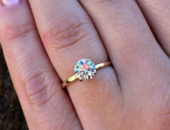 1 CT 925 Sterling Silver Round Cut Diamond Solitaire Anniversary Ring