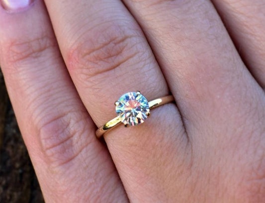 1 CT 925 Sterling Silver Round Cut Diamond Solitaire Anniversary Ring