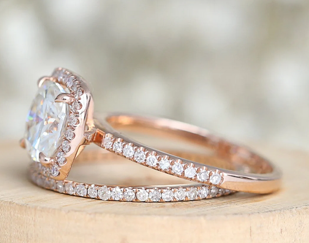 1 CT Cushion Cut Rose Gold Over On 925 Sterling Silver Wedding Ring Set