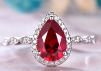 1 CT Pear Cut Red Ruby White Gold Over On 925 Sterling Silver Halo Engagement Ring