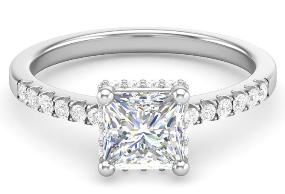 1 CT Princess Cut Diamond 925 Sterling Silver Women Engagement Wedding Halo Ring