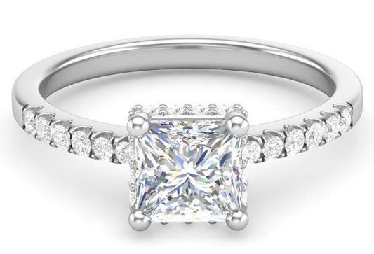1 CT Princess Cut Diamond 925 Sterling Silver Women Engagement Wedding Halo Ring